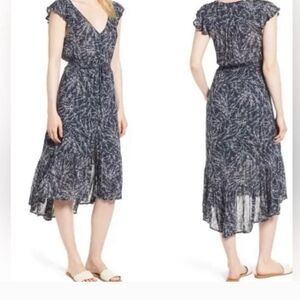 Lucky Brand Navy Patterned High Low Dress